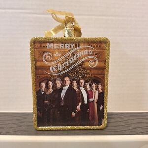 Kurt Adler Downton Abbey 4.25" Family Portrait Glass Christmas Ornament Gold Bow
